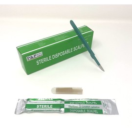 Disposable Scalpels Sterile Surgical Blade Size 21 Stainless Steel with Plastic Handle & Metric Line Individually Foil Wrapped by P&P Medical Surgical Box of 10 (1)