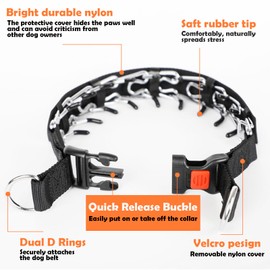 Dog Training Collar, Stainless Steel with Soft Rubber Cap, Adjustable with Quick Release Buckle，4.0mm*60cm (L)