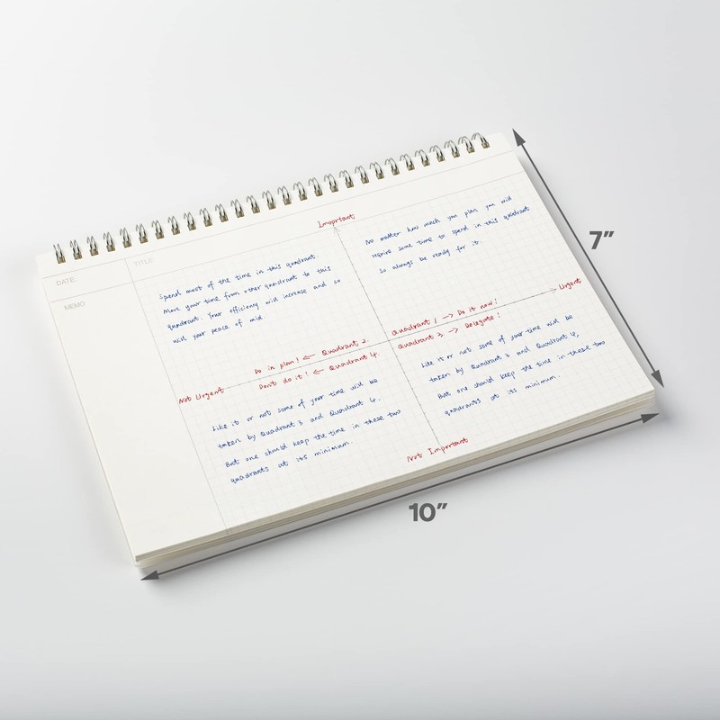 TWONE Spiral Graph Paper Notebook with Transparent Plastic Cover, 60