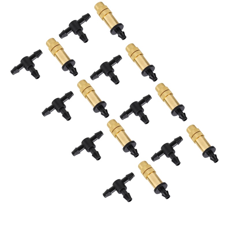 30Pcs Adjustable Copper Atomizing Nozzles with Tee Connectors Garden Cooling