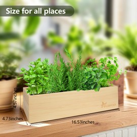 Herb Garden Planter Indoor Kit,Indoor Garden kit Come with Wooden Box &17 Planting Tools,Indoor & Outdoor Herb Planter for Kitchen Windowsill,Herb Plant Pot for Gardener,DIY Indoor Grow Kit Gifts
