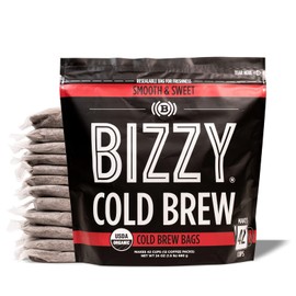 Bizzy Organic Cold Brew Coffee | Smooth & Sweet Blend | Coarse Ground Coffee | Medium Roast | Micro Sifted | Specialty Grade | 100% Arabica | Brew Bags | 12 Count | Makes 42 Cups