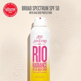 SOL DE JANEIRO Rio Radiance SPF 50 Body Spray Broad Spectrum | Spray Sunscreen for Body | Niacinamide and Antioxidants | Sheer Coverage | UV Protection