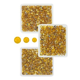 qiipii Golden Yellow Crystal Resin Rhinestones for Crafting Gold Flatback Rhinestones 3mm 4mm 5mm Non-Hotfix Stones Diamonds Crystals Gems for Nails Face Eyes Makeup Body Tumblers Bottles DIY Crafts