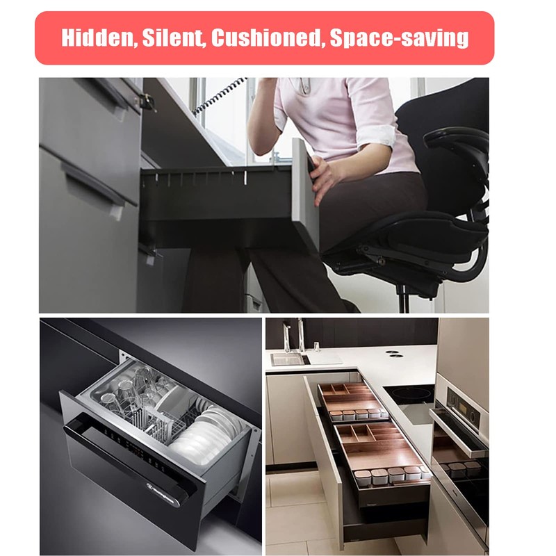 GKYMYZ 1pair 3 Section Bottom Mounted Drawer Slides with 100