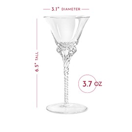 Crystal Sherry, Sweet Port and Dessert Wine Glasses | Set of 4 | 3.7 oz Small Schooner Sippers for Cordials and Liqueur | Long Stem Glassware for Aperitif, Digestive, After Dinner Drinks