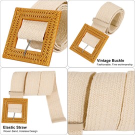 JASGOOD 3 Pack Elastic Wide Belts for Women- Fashion Straw Woven Elastic Stretch Waist Band Belt Summer Bohemian Ladies Beach Dress Belts