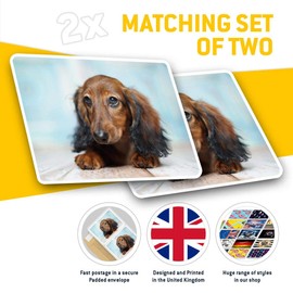 Rectangle Stickers(Set of 2) 7.5cm - Cute Dachshund Dog Puppy Fun 2017