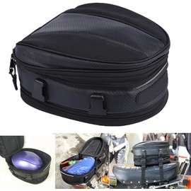 Motorcycle Tail Bag, Motorbike Saddlebags, Waterproof Rear Seat Bike Backpack, Multifunctional Luggage Suitcase, PU Leather Sport Bags, 15 L (Black)