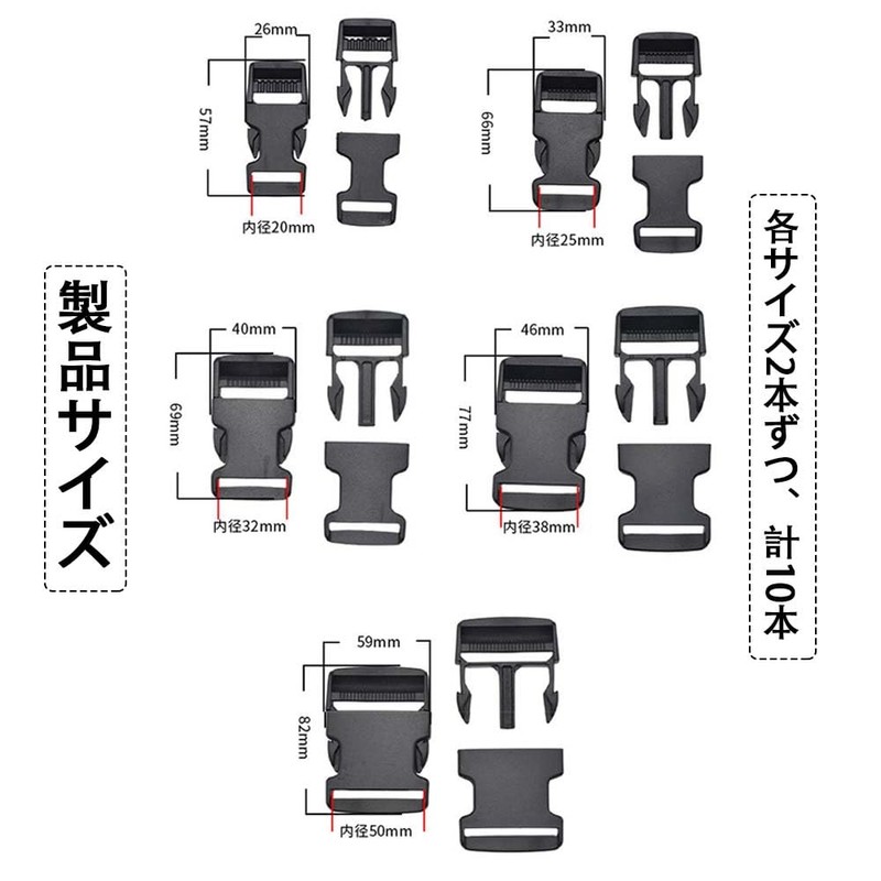 BIUTEFOR Buckles, 0.8 inch (20 mm), 1.0 inch (25 mm),