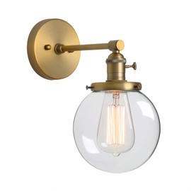 Phansthy Antique Industrial Wall Lamp Globe Wall Light with 5.9 Inches Glass Lampshade(Antique)