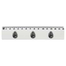 'Single Pine Cone ' 15cm (6 Inch) White Plastic Ruler (RL00092331)