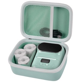 Case Compatible with Phomemo M110 Label Maker - Portable Mini Bluetooth Thermal Label Maker Carrying Storage Bag for Printer Labels, USB Cable and Accessories Black (Box Only)-Green