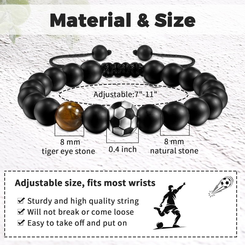 SUNSH Bracelet for Men,Ball Bracelets for Boys,Football Bracelet Gift for