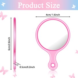 Yalikop 24 Pieces Mini Handheld Mirror Small Held Mirror 2.4 Inches Cosmetic Round Mirror with Handle Portable Small Handheld Mirror Travel Makeup Handheld Mirrors for Women Girls
