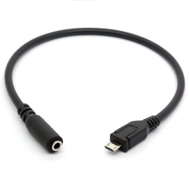 Cable de Audio AUX Micro USB Macho a 3.5mm Hembra para Adaptador de Auriculares Clip Activo Micrófono (25cm)