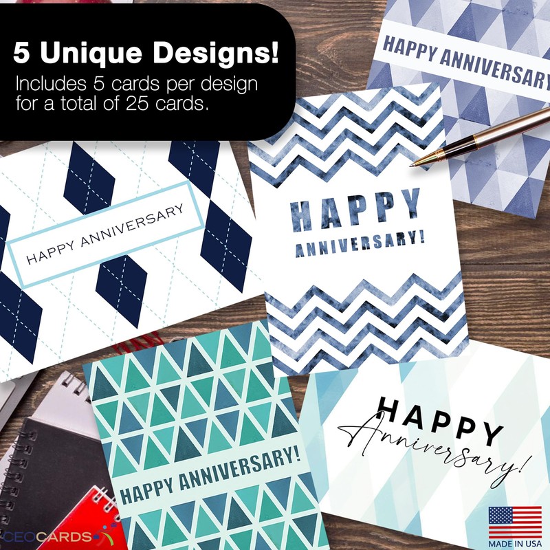 Work Anniversary Cards Bulk Greeting Set (25 Card Variety Pack