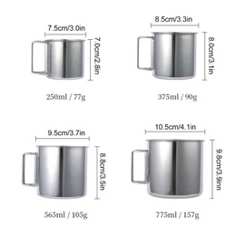 Topyond Camping Cup, 4-Piece Stainless Steel Camping Cup, Camping Cup with Folding Handle, Nested Outdoors, Camping Camp Fire Cup for Hiking, Backpacking