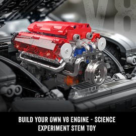 Mould King 10155 V8 Engine Red Motor Model That Works Building Block Toy Gift