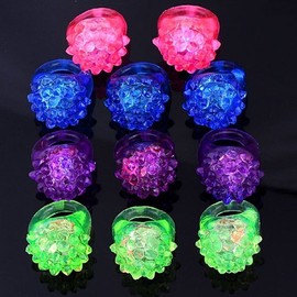 Flashing Panda Pack of 12 Jelly Berry LED Light-UP Flashing Rings, Multi-Color