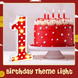 Glooglitter Mouse Birthday Decorations Marquee Light up Number Glowing Mouse Number Sign for 1st 2nd 3rd Boy Girl Kid Birthday Party Decorations Table Centerpieces Bedroom Wall Decor(Red Number 1)