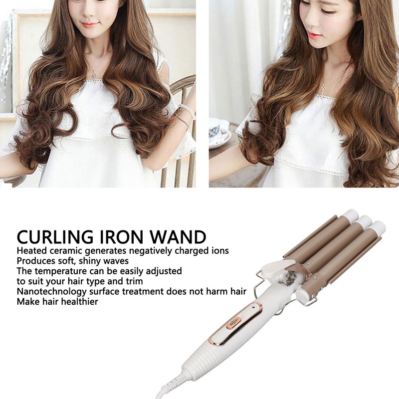 Wavy Curling Wand 3 Barrel Hair Crimper Dry and Wet