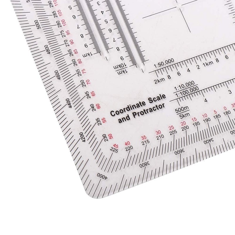 Vctitil Coordinate Scale Map Reading and Protractor,Acrylic Square Measuring Ruler