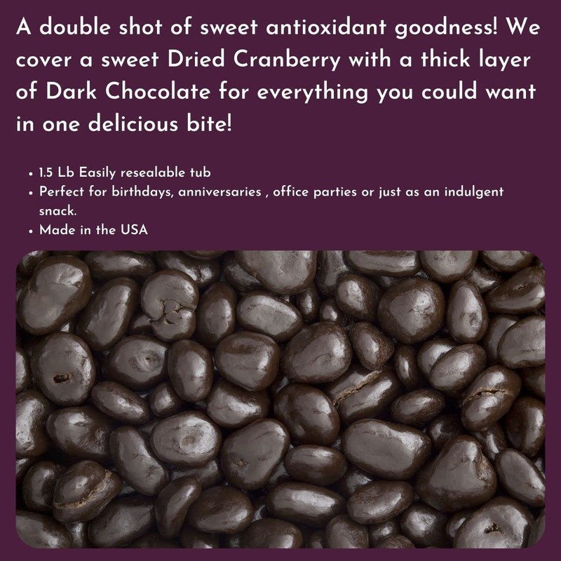WinCrest Dark Chocolate Covered Cranberries (1.5 Lb Tub)