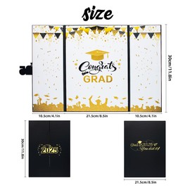 AMAZINGSUN 2025 Graduation Guestbook.Gold Black Themed Signature Book for Graduation Party Decorations, Congrats Grad Gifts for College and High School, Unique Keepsake for Graduates