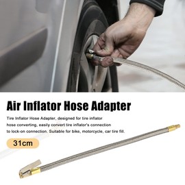 X AUTOHAUX Flexible Stainless Steel 31cm 12" Tire Valve Connect Pipe Air Chuck Inflator Compressor Pump Extension Hose for Car Motorbike Bike Quick Connect