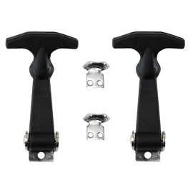 PDETVEO 4.6'' Rubber Flexible T-Handle Draw Latches, Black Rubber Hood Machine Draw Latches with Brackets for Tool Box, Boat, Cooler, Golf Cart, Machine Equipment, 2pcs