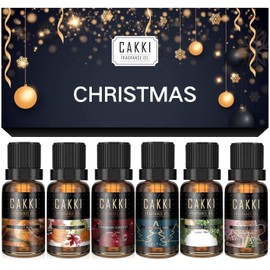 Christmas Essential Oils Gift Set, for Home, for Diffusers, 6x10mL, CAKKI Premium Grade Fragrance Oils, for Christmas scents, Pure Aromatherapy Oils, for Candles Making, for Soaps Making