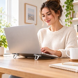 Mini Laptop Stand for Desk – 2-Piece Aluminum Alloy & ABS Riser for Keyboard and Portable Computer Support