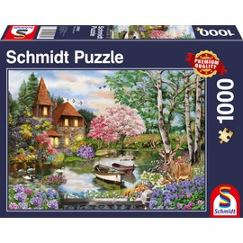Schmidt Spiele 58985 Jigsaw Puzzle 1000 Pieces House by the Lake