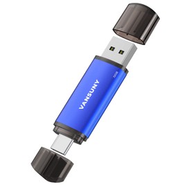 Vansuny 32GB USB Type-C Flash Drive 2-in-1 Dual USB A + Tape C OTG Flash Drive for Android Smartphone Tablet Computer Laptop (Blue)