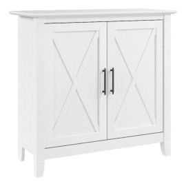 Bush Key West Small Storage Cabinet with Doors in Pure White Oak - Engineered Wood