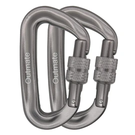 Outmate 12kN Heavy-Duty Carabiner Clips - Durable, Lightweight Aluminum Alloy Carabiners for Hiking, Camping, Keychains, Dog Leashes, Hammocks & More(Screw gate,2 Gray)