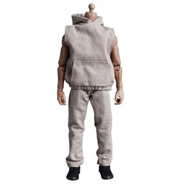 Meetoget 1/12 Scale Male Doll Daily Sports Sleeveless Hoodie Set Clothes for 6 inch Action Figure PM008US,White
