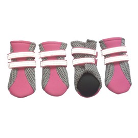 LONSUNEER Puppy Soft Sole Nonslip Mesh Boots, with 2 Reflective Straps, Breathable and Cool, Inner Width 1.6 Inch, Set of 4, Bright Green