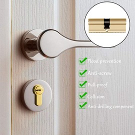 Liekadijiae Door Lock Security Lock, Profile Cylinder Door Lock Security Lock, Double Cylinder Profile Cylinder 45/45, Knob Cylinder with 8 Keys, Suitable for All Types of Doors