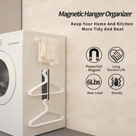 Magnetic Hanger Holder,Clothes Storage Rack,Coat Hanger Organizer for Washing Machine,Magnetic Shelf Organizer for Closet Laundry Room