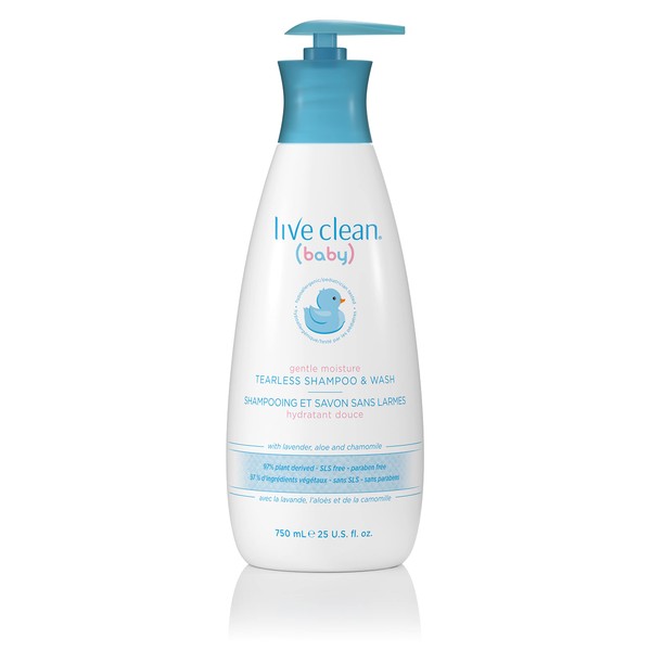Live Clean Baby TEARLESS SHAMPOO & WASH Organic Eco Friendly 750 ml (25 fl oz)