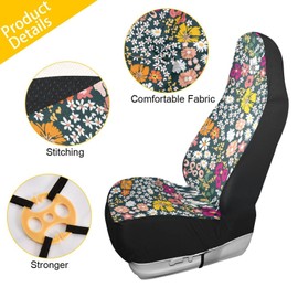 ALAZA Daisies Wild Flowers Vintage Car Seat Cover, Front Auto Seat Covers Bucket Seats Protector Set of 1 Universal fit Car SUV Truck for Men Women