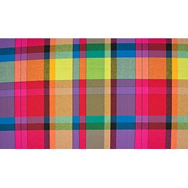 CRS Fur Fabrics 5056653809472 Cotton Fabric, 100% Poplin, Tartan, Madras, Chequered, Rainbow, 005, 1 m, 145 x 100 cm, Cotton, Rainbow, 1MTR 145 cm x 100 cm