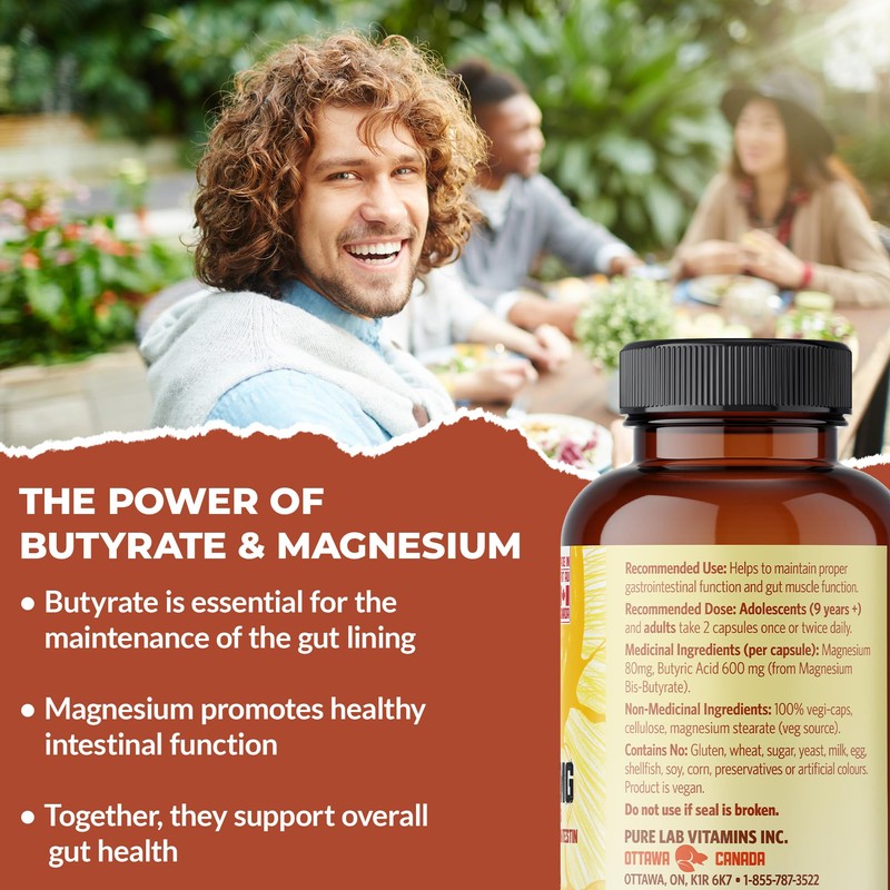 Pure Lab Vitamins Magnesium Butyrate 680mg 120 Vegi-caps - Supports