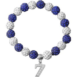 SANQINGER Crystal Rhinestone Sports Competitive Baseball Bracelet, Blue and White Beads With Number Accessories，Greek Sorority Jewelry Gift (Multicolor 7)