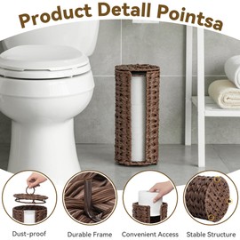 GRANNY SAYS Toilet Paper Storage Basket with Lid, Toilet Paper Holder Stand, Waterproof Organizer for Bathroom, Bathroom Baskets for 3 Mega Rolls, Brown