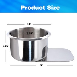 GSE Slide Under Stainless Steel Storage Drink Cup Holder, Poker Table Cup Holders for Casino Poker Table, Work Desk and Boats, RV Cars & Trucks (Small - 1 Pack)