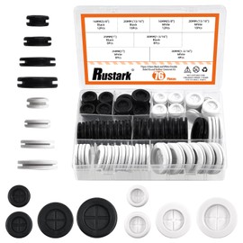 Rustark 76Pcs 4 Sizes White and Black Double Sided Rubber Grommet Assortment Kit Drill Hole Rubber Grommet Wire Cable Grommet Firewall Hole Plugs for Holes Wire