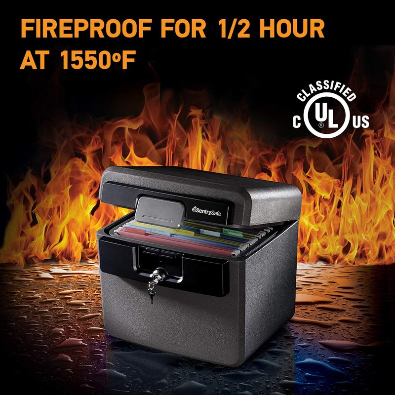SentrySafe Black Fireproof and Waterproof Safe, File Folder and Document
